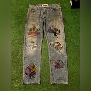 Power puff girls jeans hand painted size 36